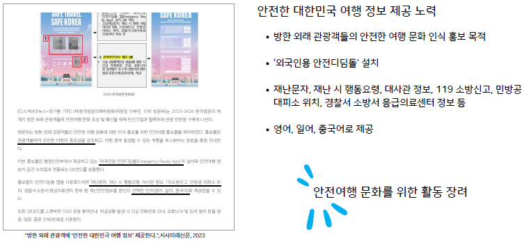안전 대한민국 여행 정보 제공 노력